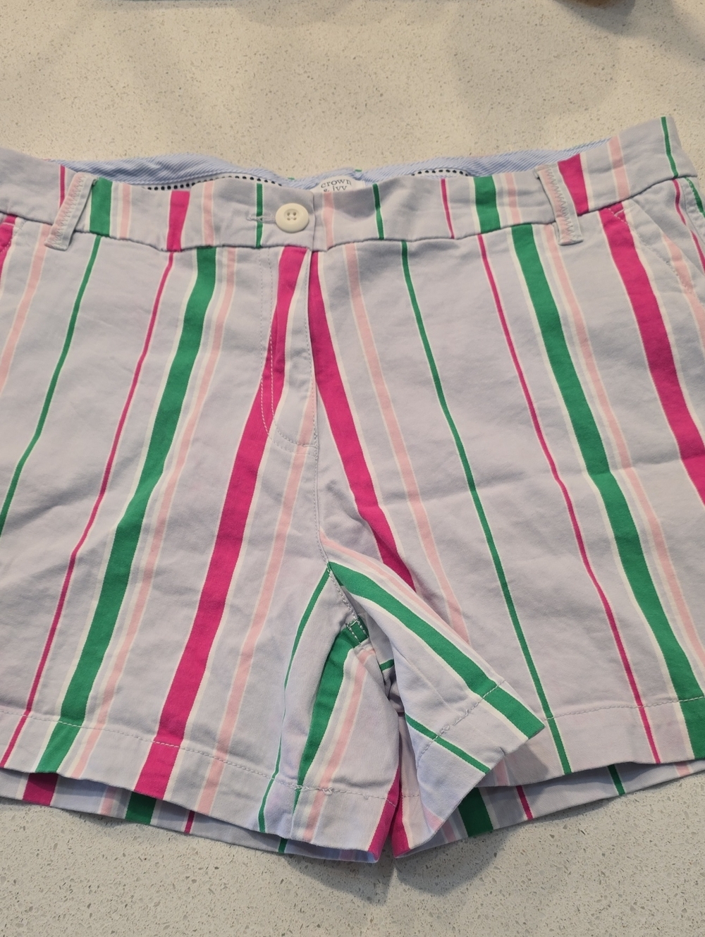 crown & ivy Pink and Green Striped Cotton Shorts